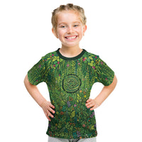 Polynesia Mother Nature Kid T Shirt Glowing Heart Spiral Tropical Vine Floral