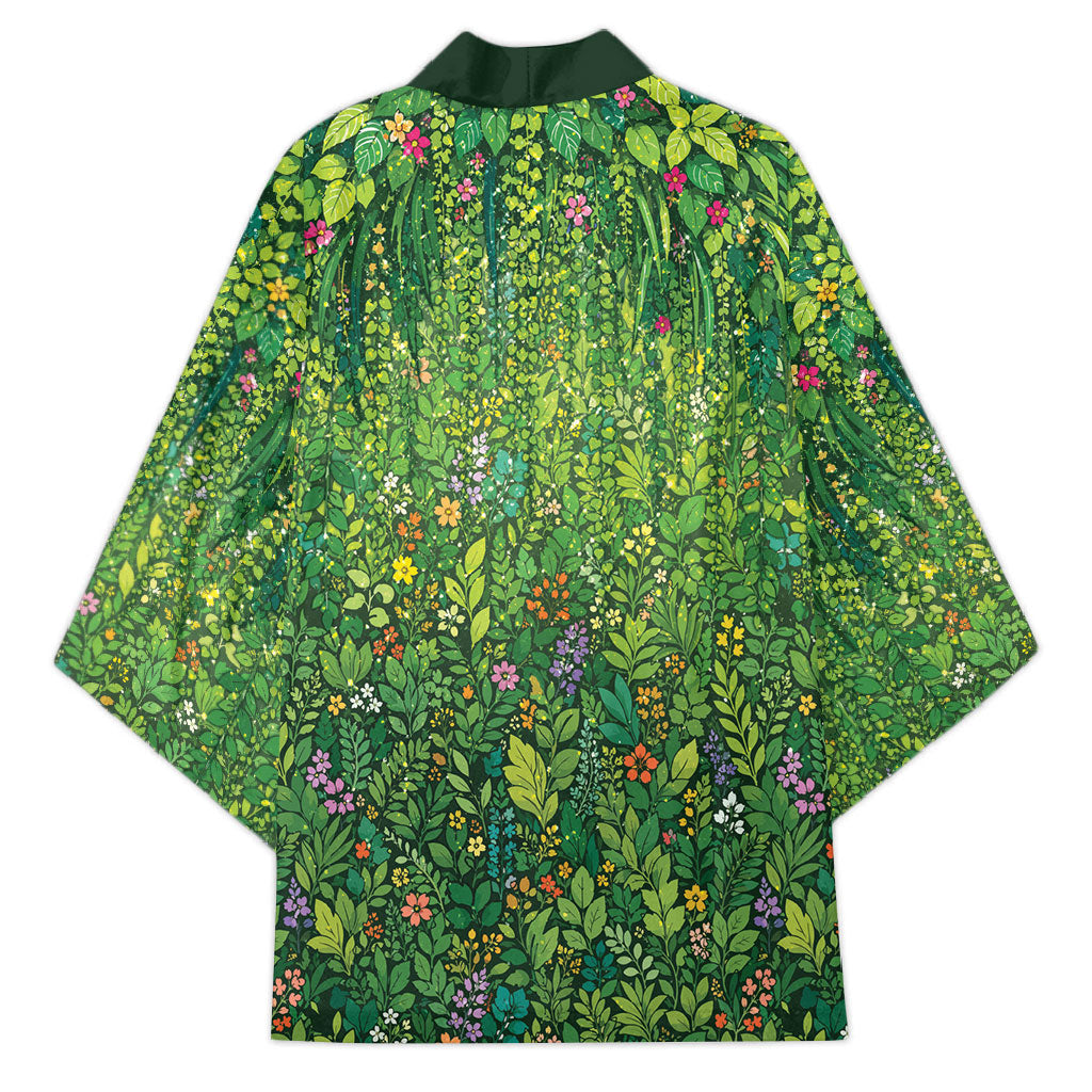 Polynesia Mother Nature Kimono Glowing Heart Spiral Tropical Vine Floral