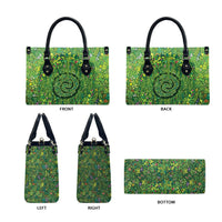 Polynesia Mother Nature Leather Bag Glowing Heart Spiral Tropical Vine Floral