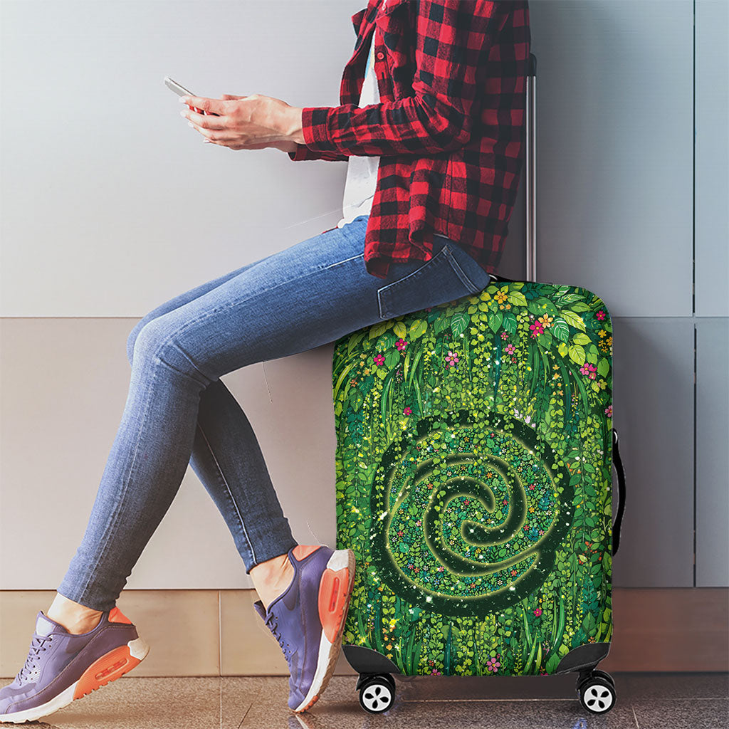 Polynesia Mother Nature Luggage Cover Glowing Heart Spiral Tropical Vine Floral