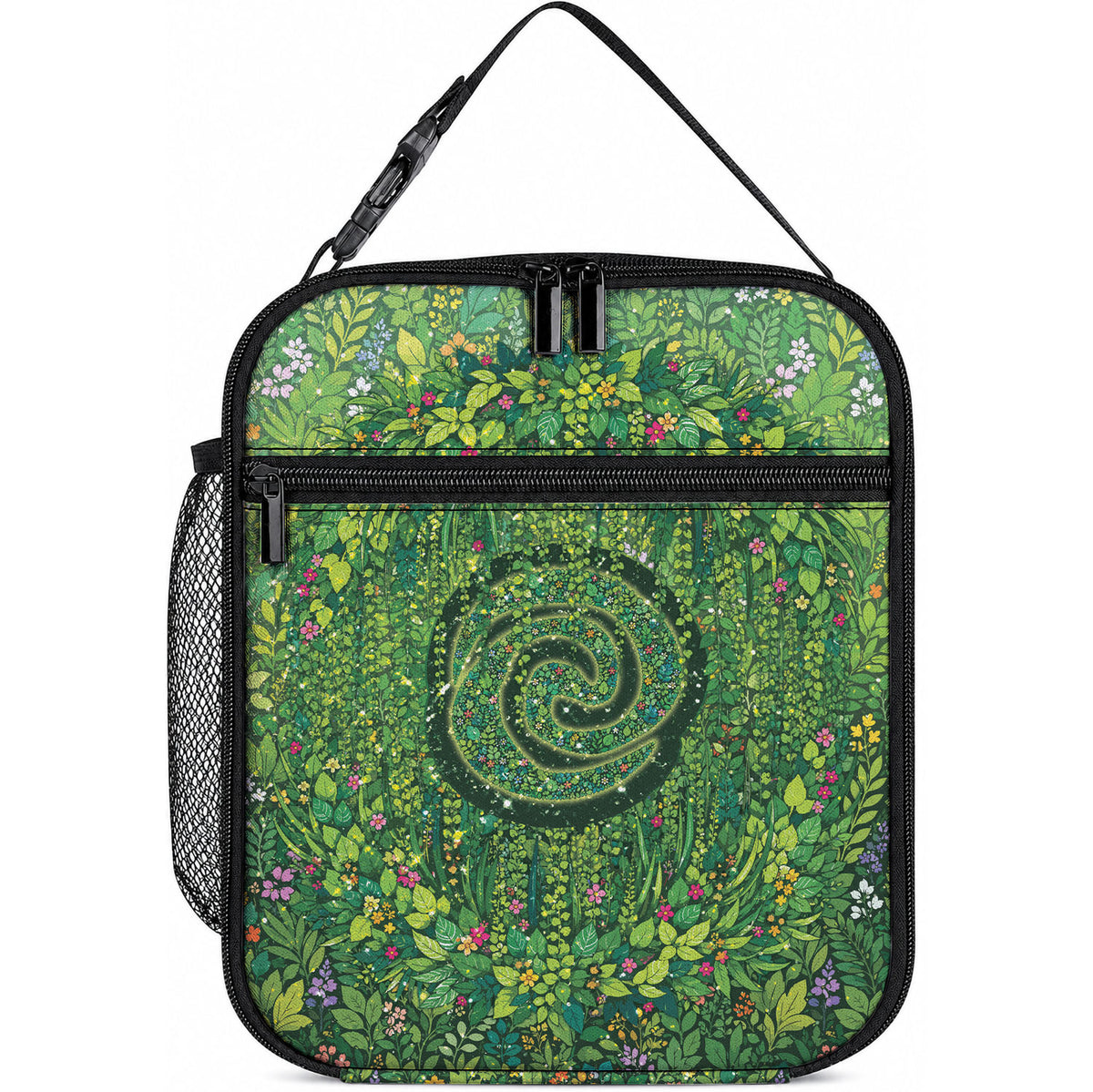 Polynesia Mother Nature Lunch Bag Glowing Heart Spiral Tropical Vine Floral