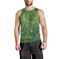 Polynesia Mother Nature Men Tank Top Glowing Heart Spiral Tropical Vine Floral