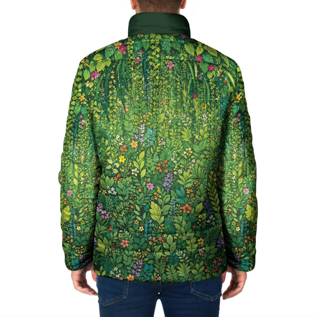Polynesia Mother Nature Padded Jacket Glowing Heart Spiral Tropical Vine Floral