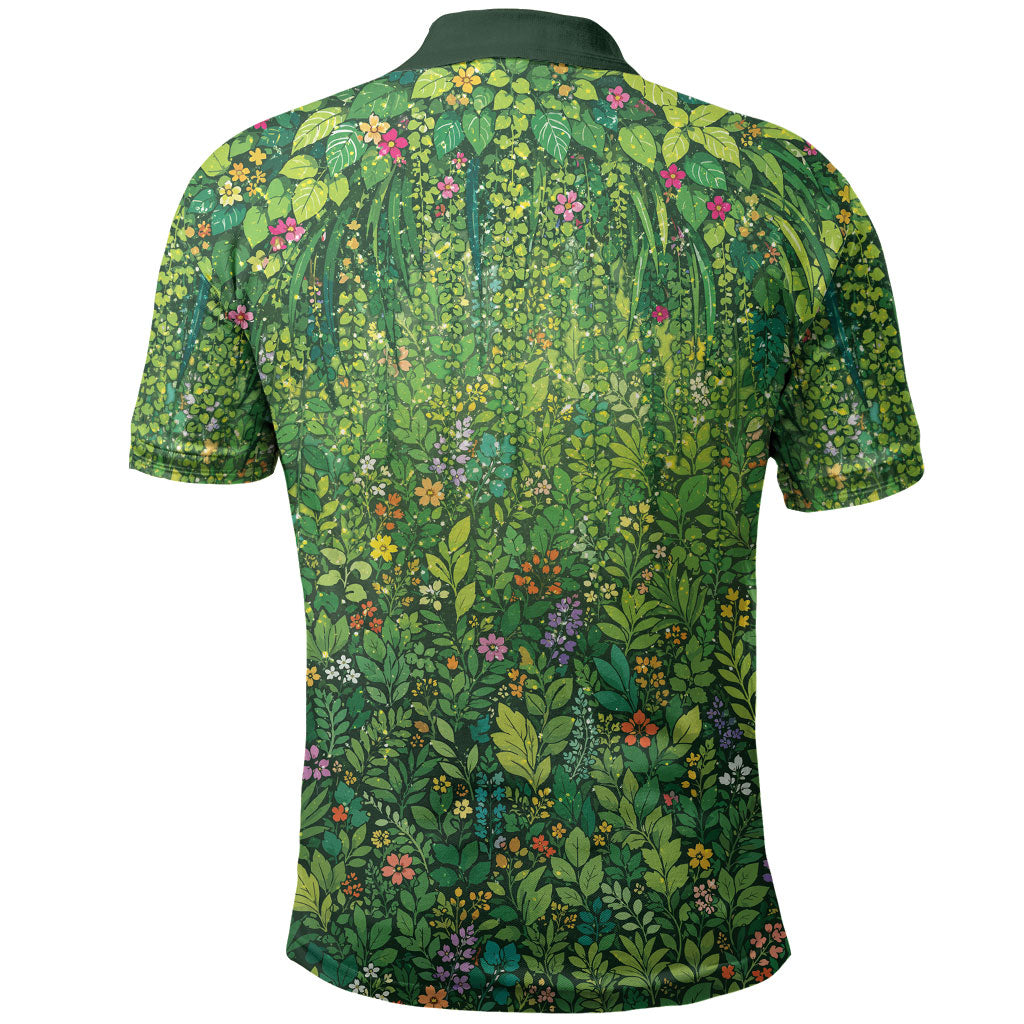 Polynesia Mother Nature Polo Shirt Glowing Heart Spiral Tropical Vine Floral