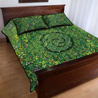 Polynesia Mother Nature Quilt Bed Set Glowing Heart Spiral Tropical Vine Floral