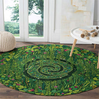 Polynesia Mother Nature Round Carpet Glowing Heart Spiral Tropical Vine Floral