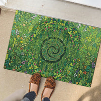 Polynesia Mother Nature Rubber Doormat Glowing Heart Spiral Tropical Vine Floral