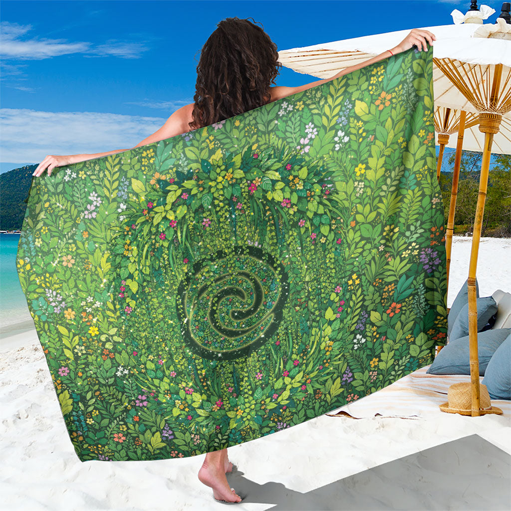 Polynesia Mother Nature Sarong Glowing Heart Spiral Tropical Vine Floral