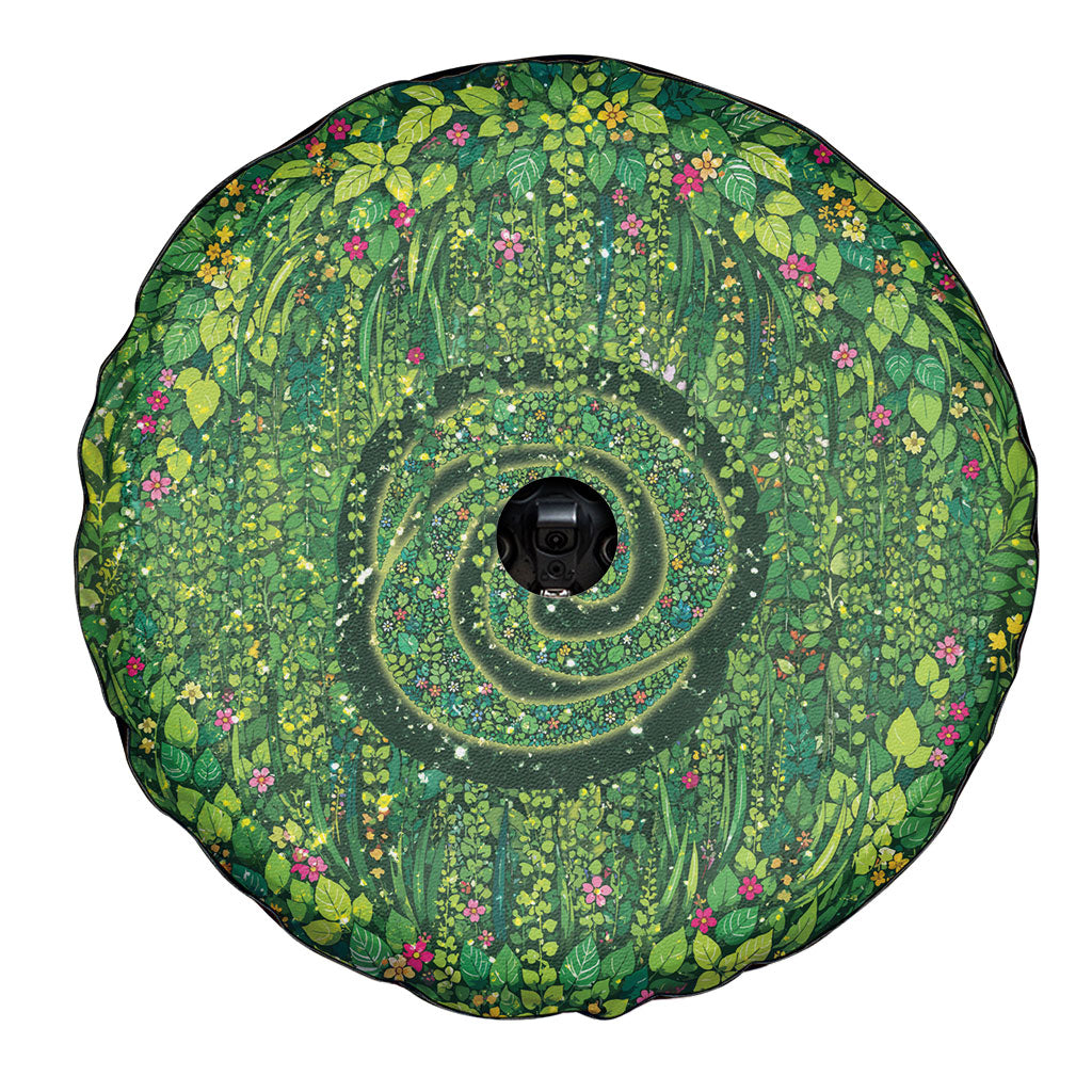Polynesia Mother Nature Spare Tire Cover Glowing Heart Spiral Tropical Vine Floral