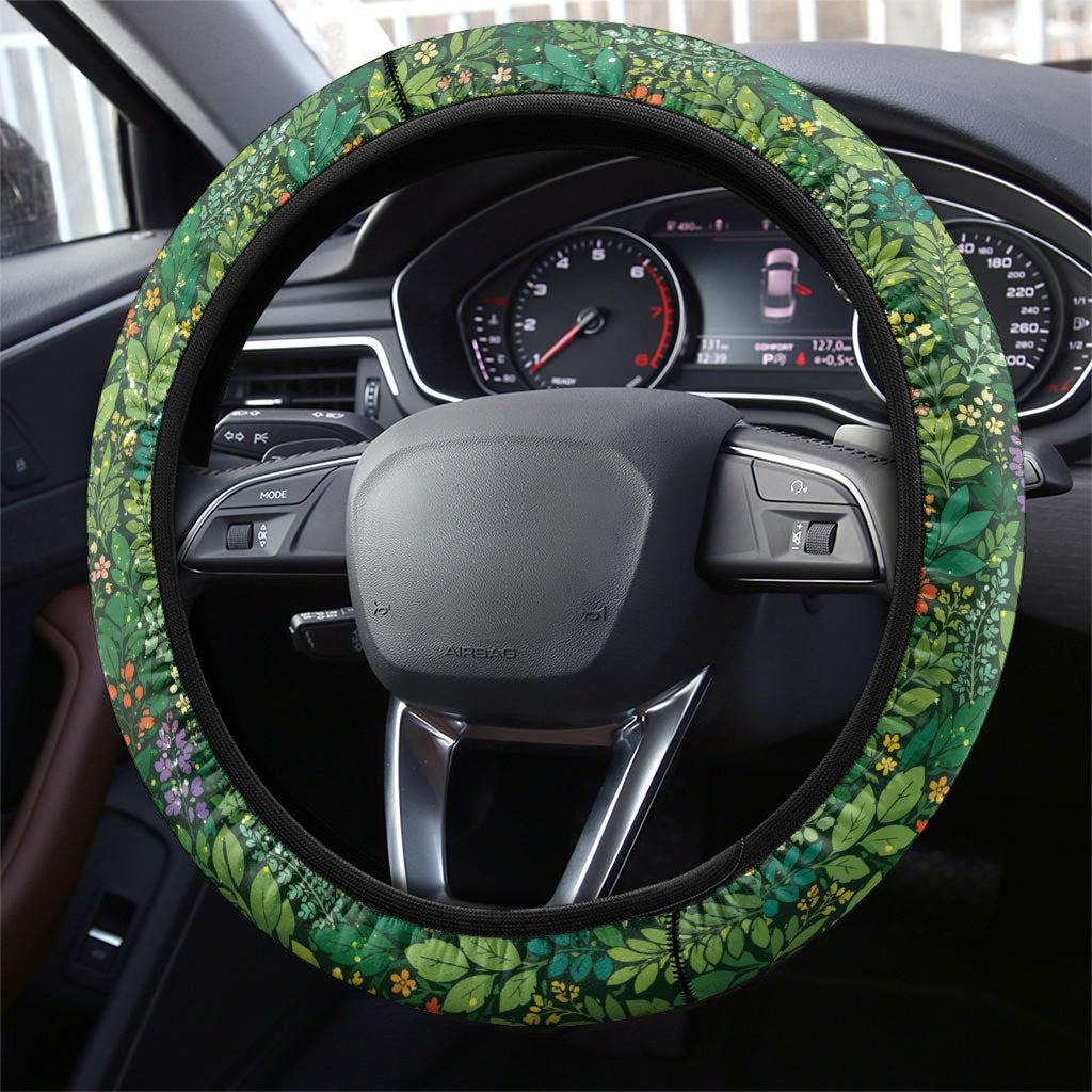 Polynesia Mother Nature Steering Wheel Cover Glowing Heart Spiral Tropical Vine Floral