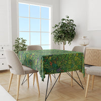 Polynesia Mother Nature Tablecloth Glowing Heart Spiral Tropical Vine Floral