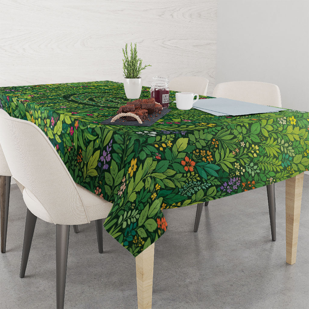 Polynesia Mother Nature Tablecloth Glowing Heart Spiral Tropical Vine Floral