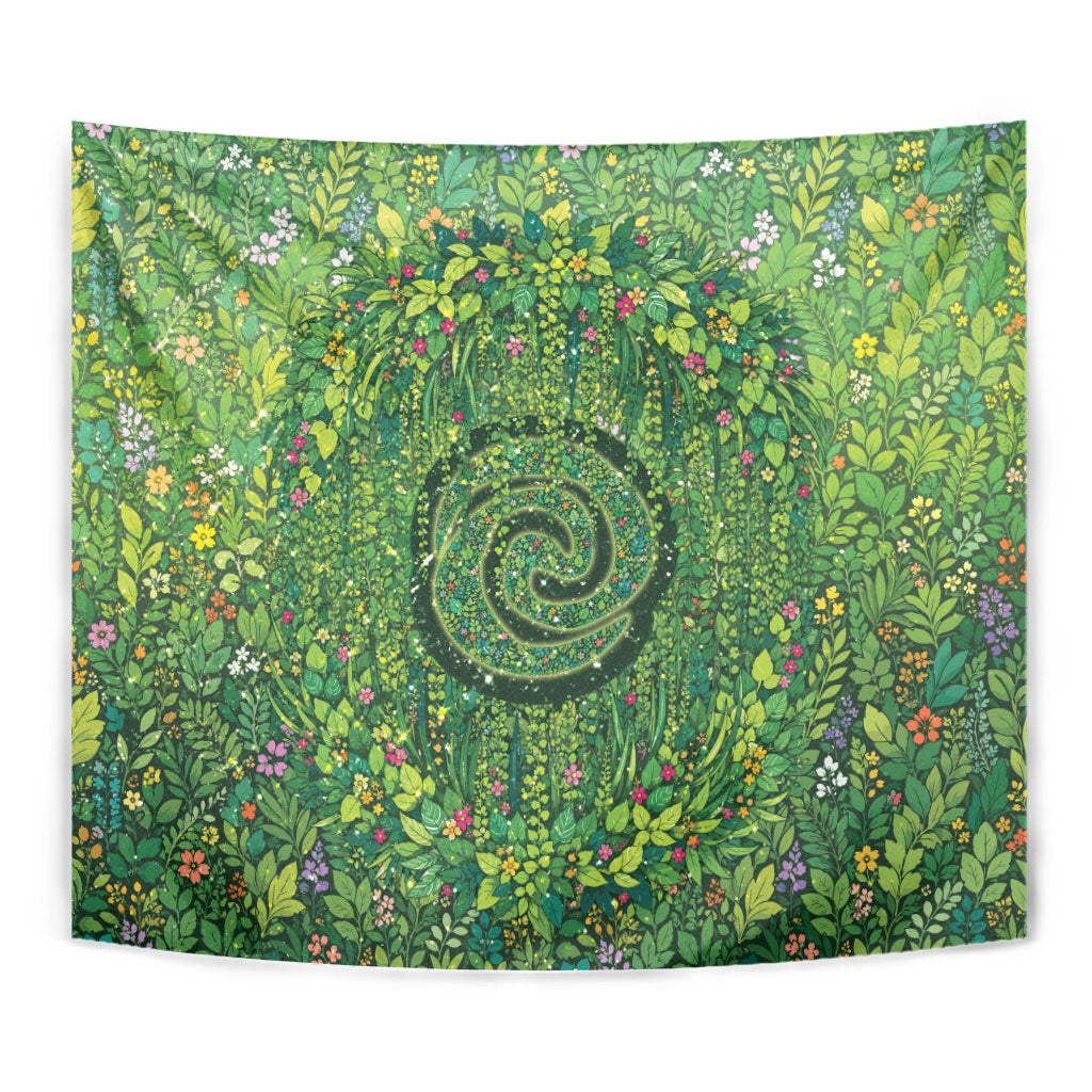 Polynesia Mother Nature Tapestry Glowing Heart Spiral Tropical Vine Floral