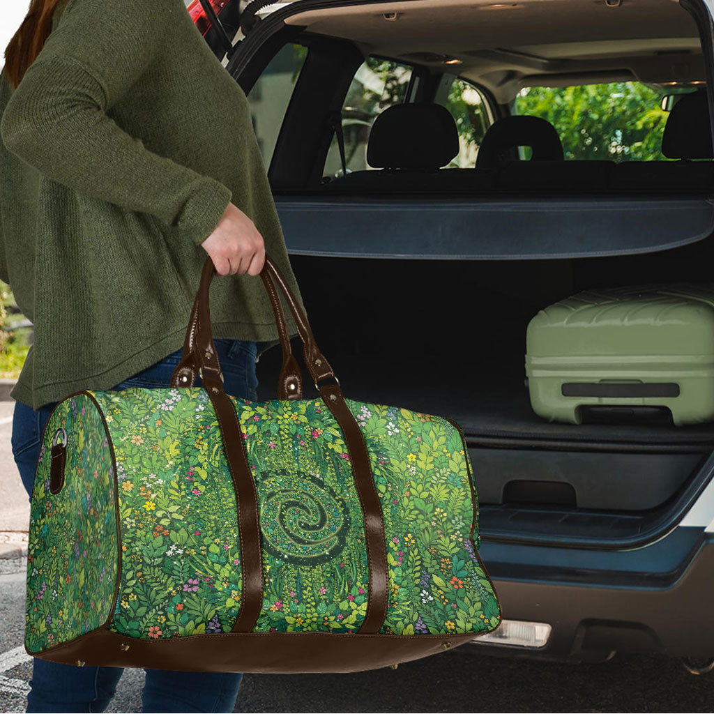 Polynesia Mother Nature Travel Bag Glowing Heart Spiral Tropical Vine Floral
