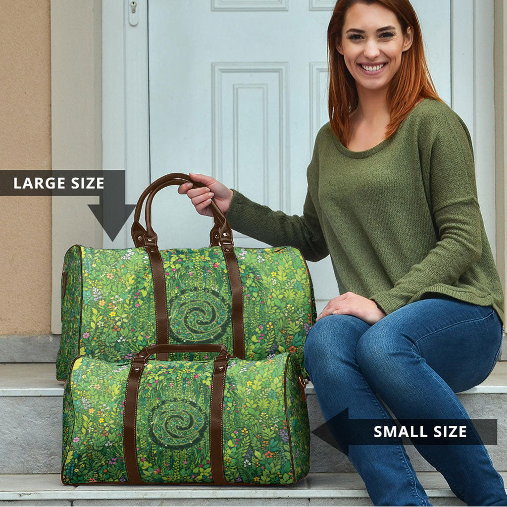 Polynesia Mother Nature Travel Bag Glowing Heart Spiral Tropical Vine Floral