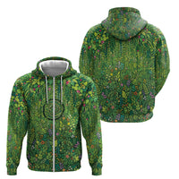 Polynesia Mother Nature Zip Hoodie Glowing Heart Spiral Tropical Vine Floral