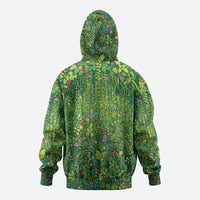 Polynesia Mother Nature Zip Hoodie Glowing Heart Spiral Tropical Vine Floral
