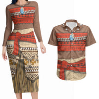 Polynesia Ocean Princess Inspired Cosplay Costume Couples Matching Long Sleeve Bodycon Dress and Hawaiian Shirt