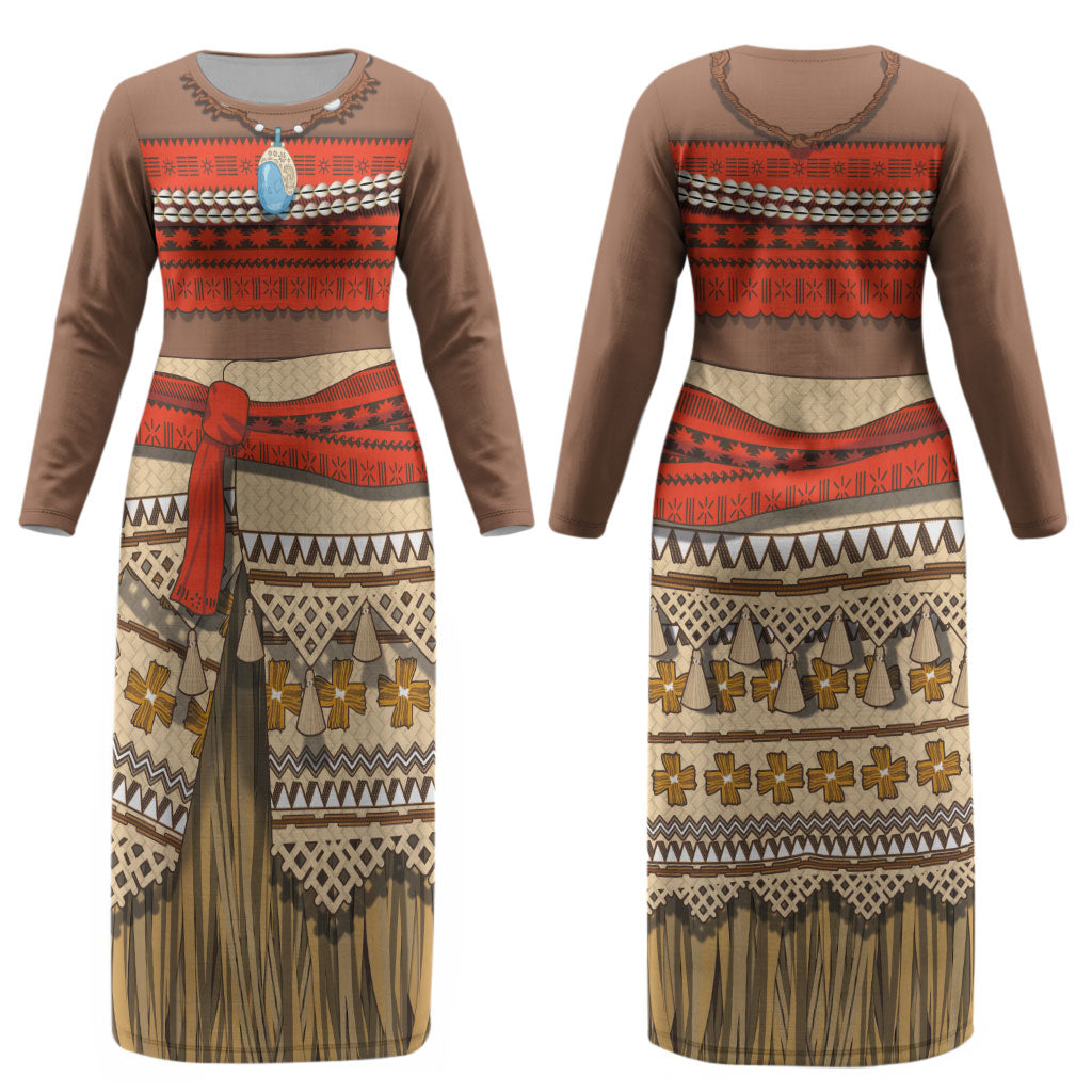 Polynesia Ocean Princess Inspired Cosplay Costume Couples Matching Long Sleeve Bodycon Dress and Hawaiian Shirt