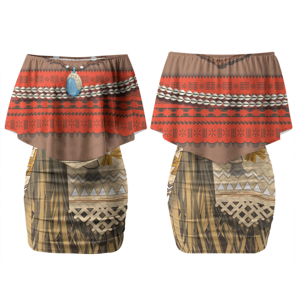Polynesia Ocean Princess Inspired Cosplay Costume Couples Matching Off Shoulder Short Dress and Hawaiian Shirt