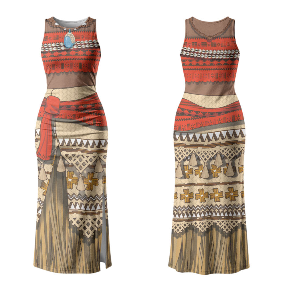 Polynesia Ocean Princess Inspired Cosplay Costume Couples Matching Tank Maxi Dress and Long Sleeve Button Shirt