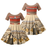 Polynesia Ocean Princess Inspired Cosplay Costume Family Matching Long Sleeve Bodycon Dress and Hawaiian Shirt