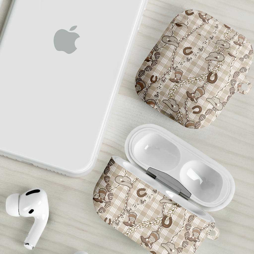 Hawaii Palaka Cowboy AirPods Case Shell Maile Lei With Western Patterns - Polynesian Pride