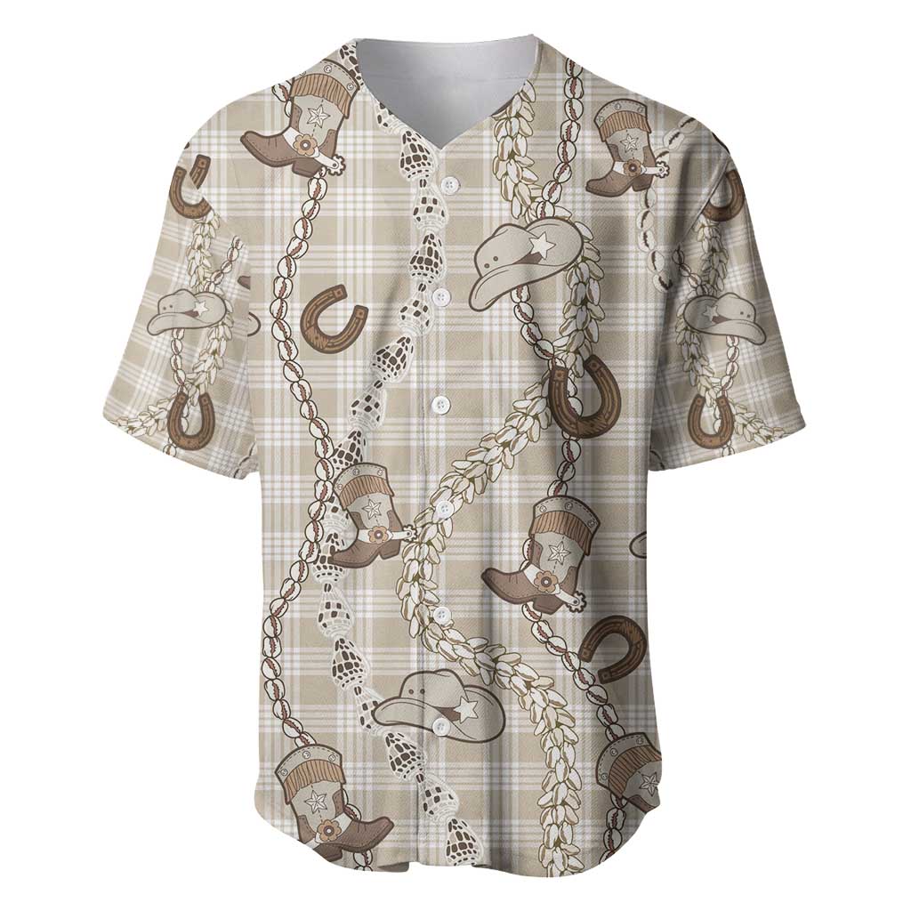 Hawaii Palaka Cowboy Baseball Jersey Shell Maile Lei With Western Patterns - Polynesian Pride