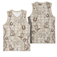 Hawaii Palaka Cowboy Basketball Jersey Shell Maile Lei With Western Patterns - Polynesian Pride