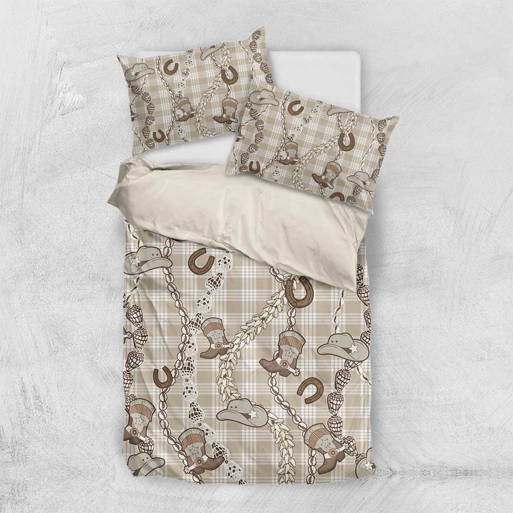 Hawaii Palaka Cowboy Bedding Set Shell Maile Lei With Western Patterns - Polynesian Pride