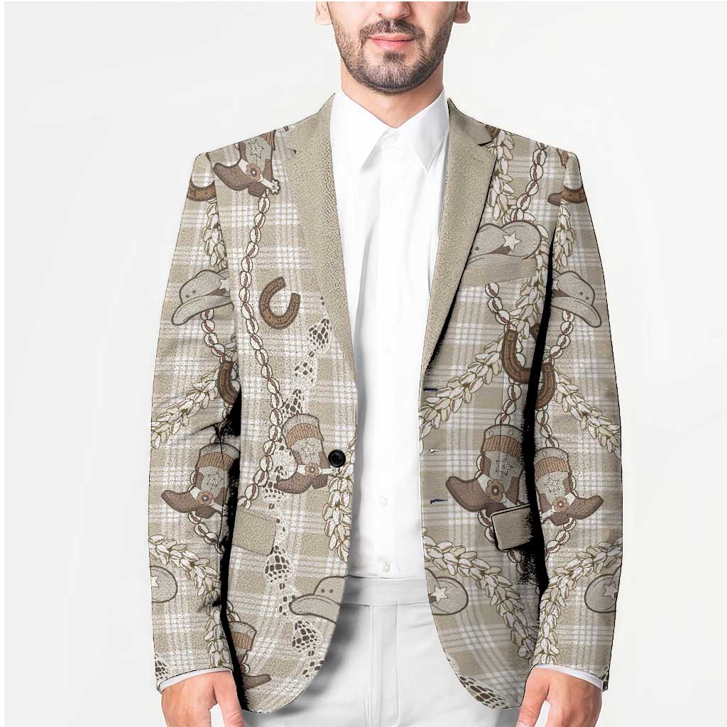 Hawaii Palaka Cowboy Blazer Shell Maile Lei With Western Patterns - Polynesian Pride