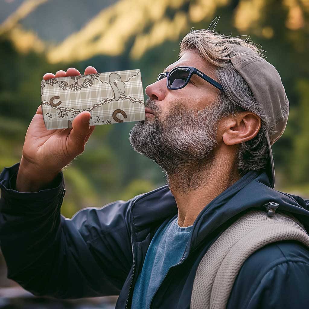 Hawaii Palaka Cowboy 4 in 1 Can Cooler Tumbler Shell Maile Lei With Western Patterns - Polynesian Pride