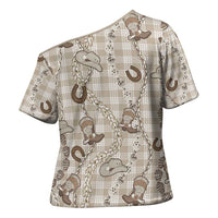 Hawaii Palaka Cowboy Cross Shoulder Shirt Shell Maile Lei With Western Patterns - Polynesian Pride