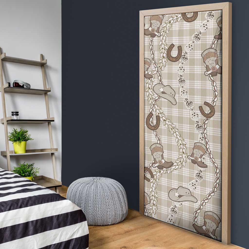Hawaii Palaka Cowboy Door Cover Shell Maile Lei With Western Patterns - Polynesian Pride