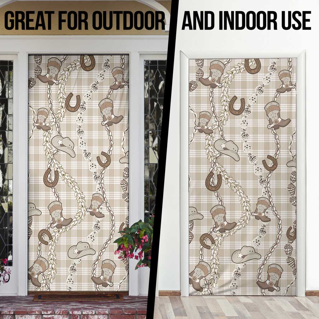 Hawaii Palaka Cowboy Door Cover Shell Maile Lei With Western Patterns - Polynesian Pride