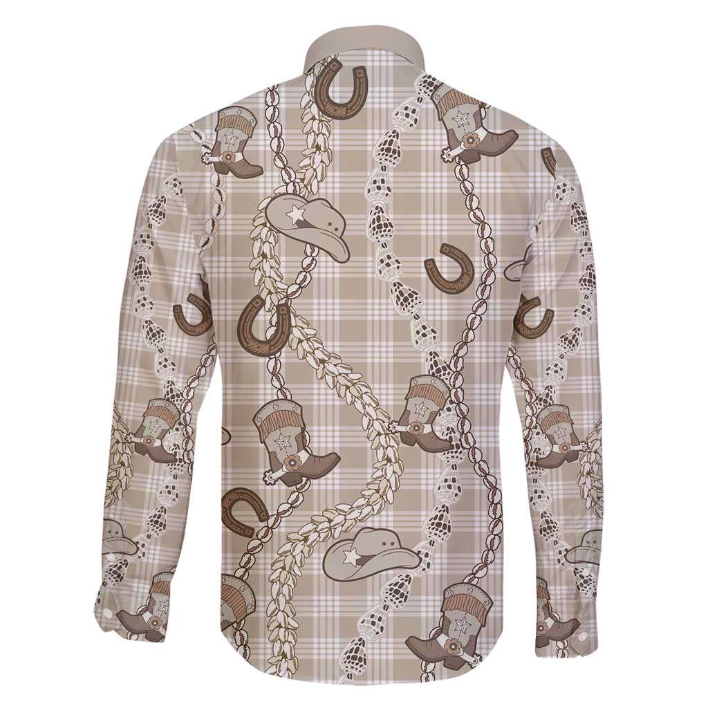 Hawaii Palaka Cowboy Family Matching Puletasi and Hawaiian Shirt Shell Maile Lei With Western Patterns - Polynesian Pride