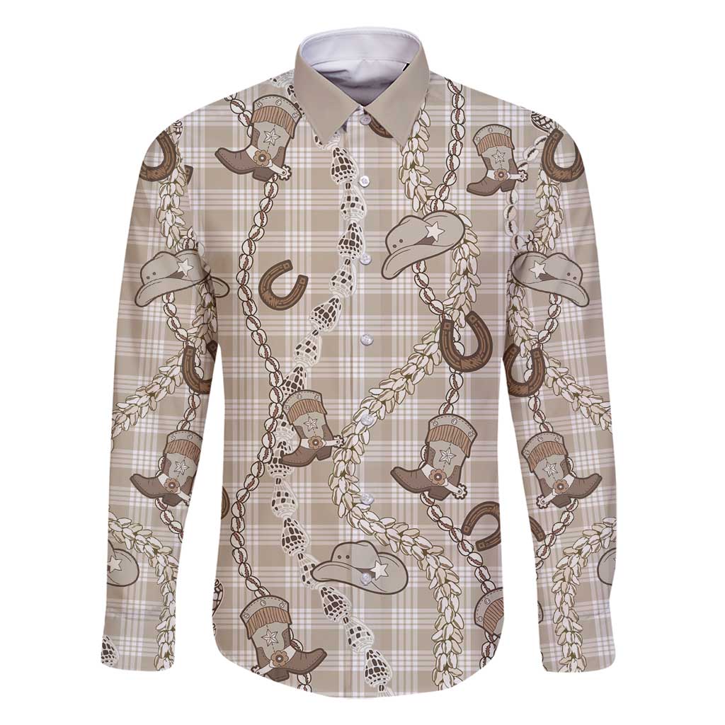 Hawaii Palaka Cowboy Family Matching Tank Maxi Dress and Hawaiian Shirt Shell Maile Lei With Western Patterns - Polynesian Pride