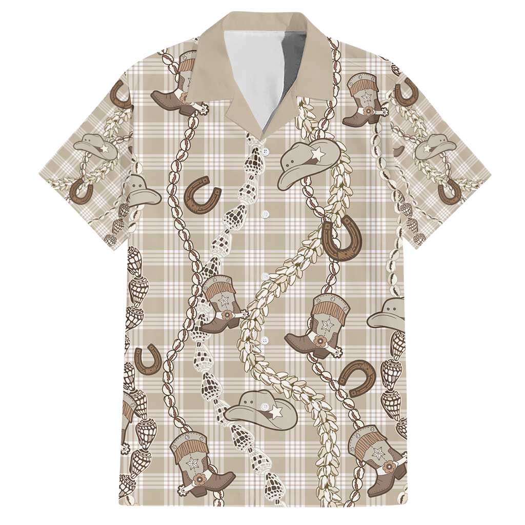 Hawaii Palaka Cowboy Hawaiian Shirt Shell Maile Lei With Western Patterns - Polynesian Pride