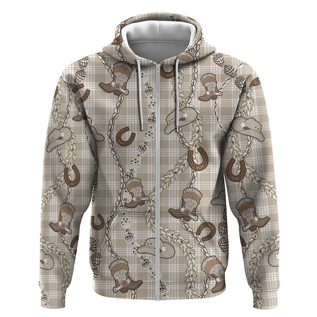 Hawaii Palaka Cowboy Hoodie Shell Maile Lei With Western Patterns - Polynesian Pride