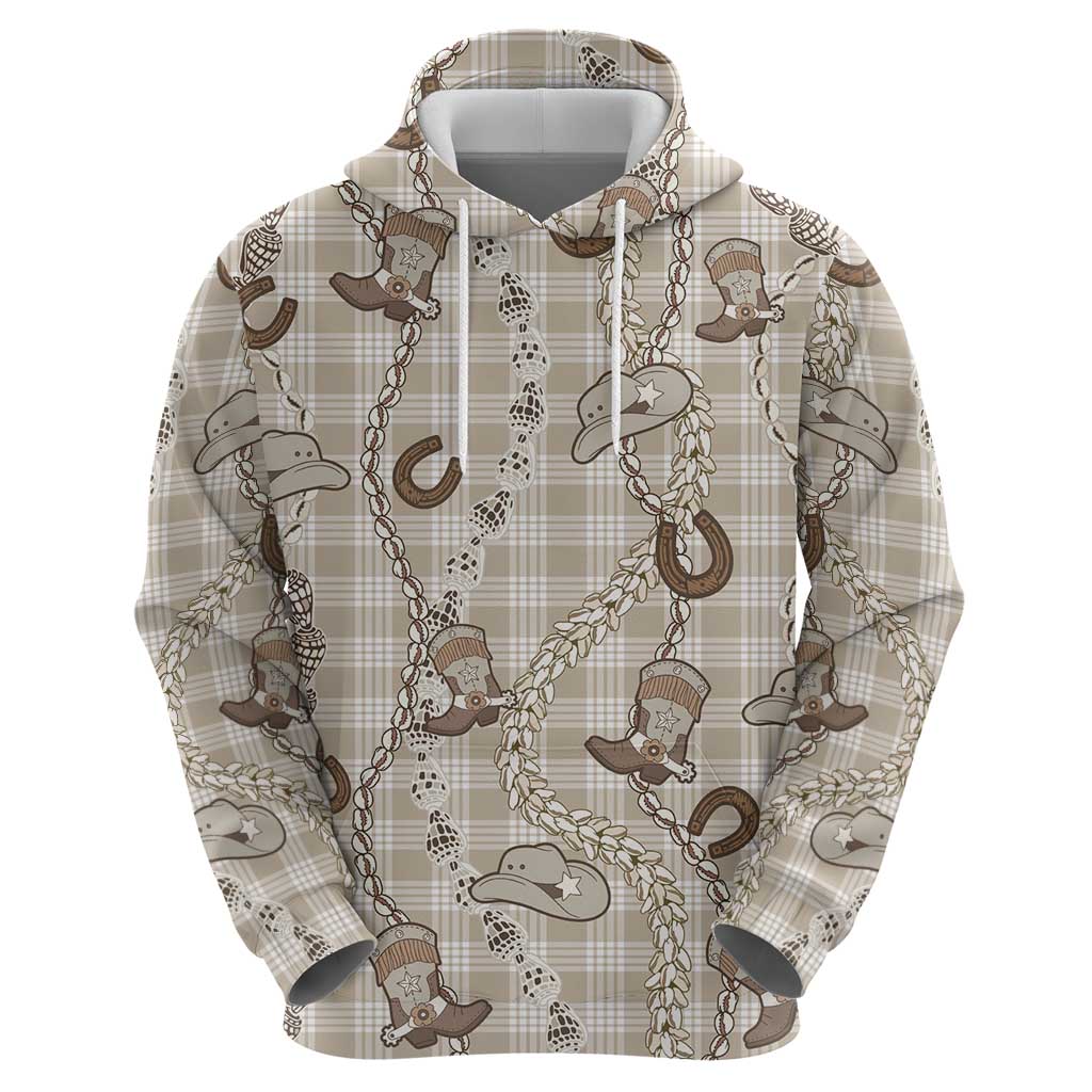 Hawaii Palaka Cowboy Hoodie Shell Maile Lei With Western Patterns - Polynesian Pride