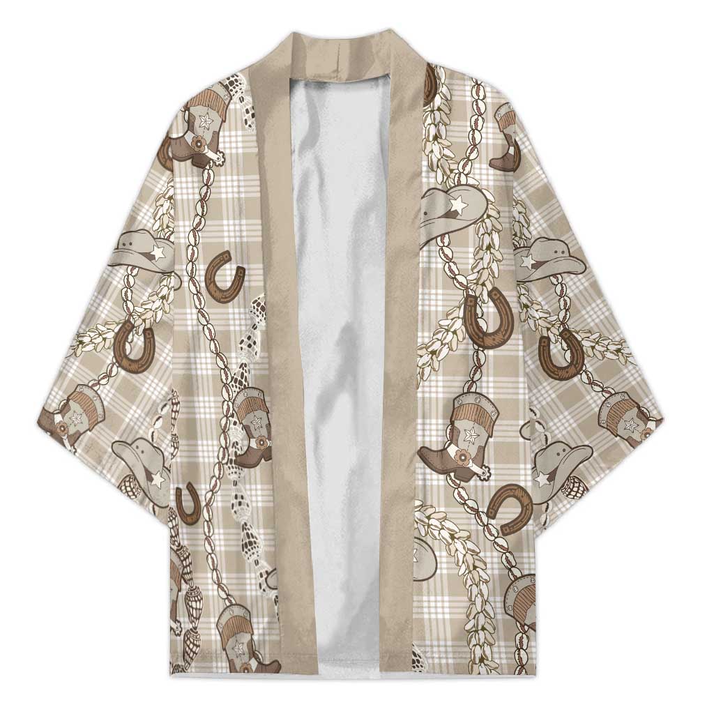 Hawaii Palaka Cowboy Kimono Shell Maile Lei With Western Patterns - Polynesian Pride