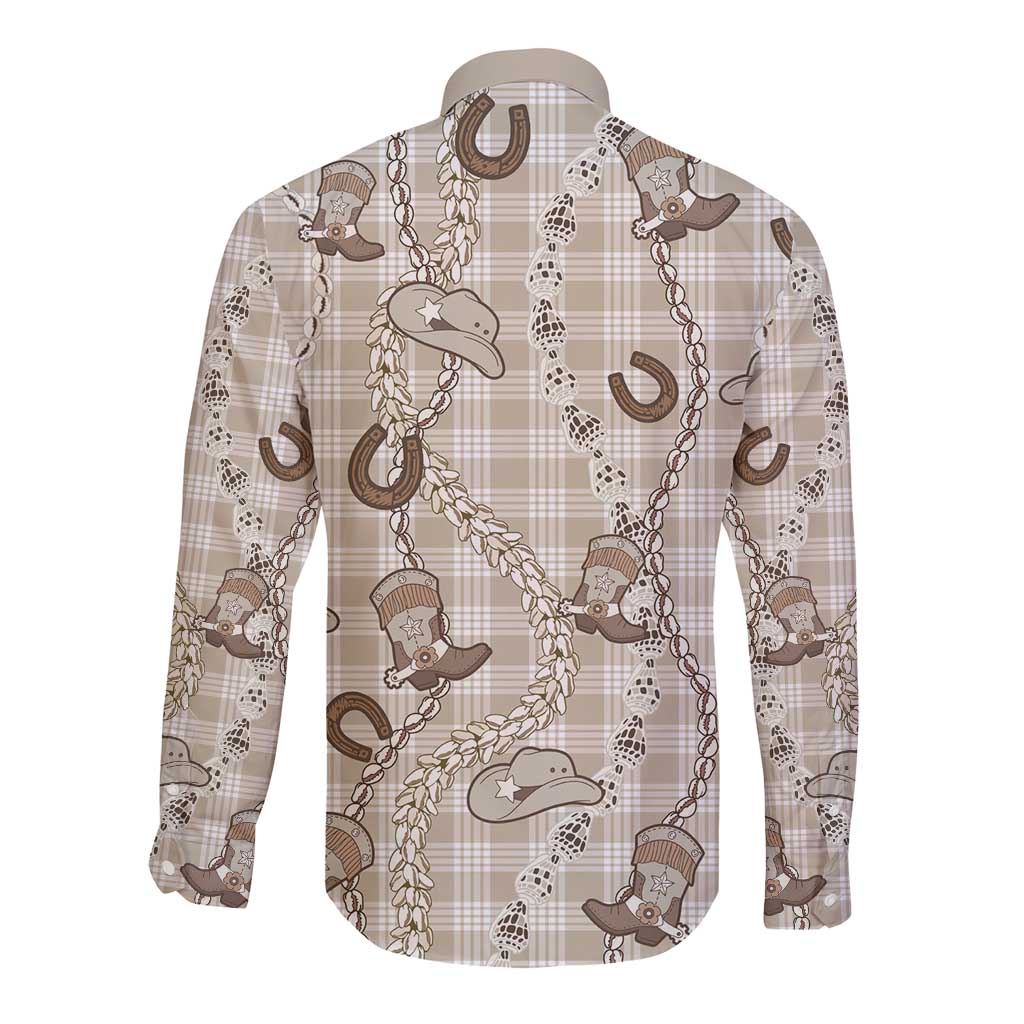 Hawaii Palaka Cowboy Long Sleeve Button Shirt Shell Maile Lei With Western Patterns - Polynesian Pride