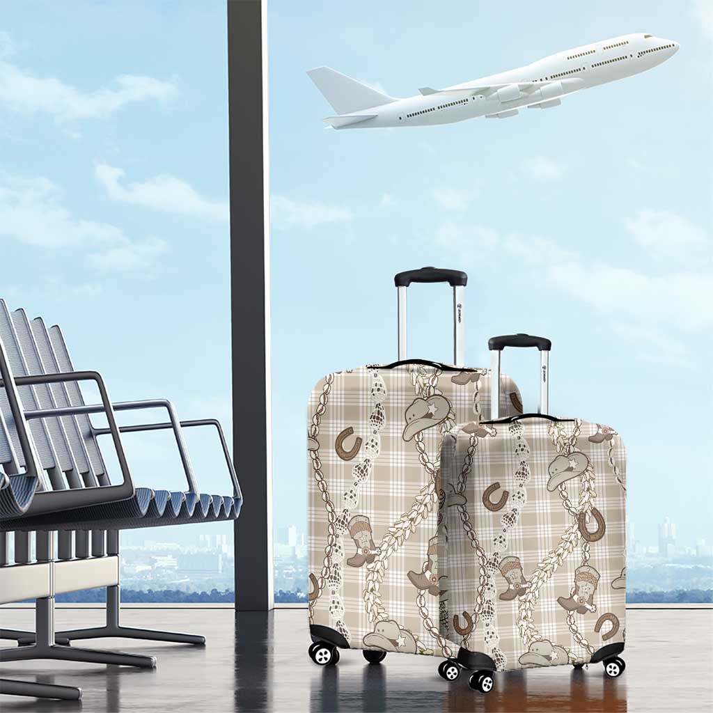 Hawaii Palaka Cowboy Luggage Cover Shell Maile Lei With Western Patterns - Polynesian Pride