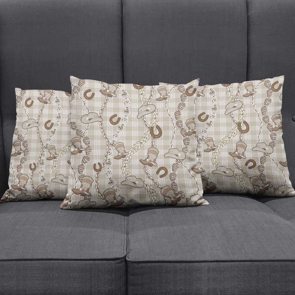 Hawaii Palaka Cowboy Pillow Cover Shell Maile Lei With Western Patterns - Polynesian Pride