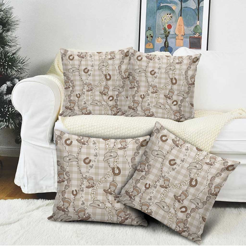 Hawaii Palaka Cowboy Pillow Cover Shell Maile Lei With Western Patterns - Polynesian Pride