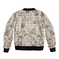 Hawaii Palaka Cowboy Sleeve Zip Bomber Jacket Shell Maile Lei With Western Patterns - Polynesian Pride