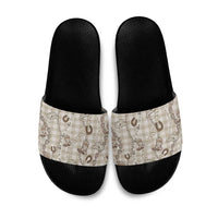 Hawaii Palaka Cowboy Slide Sandals Shell Maile Lei With Western Patterns - Polynesian Pride