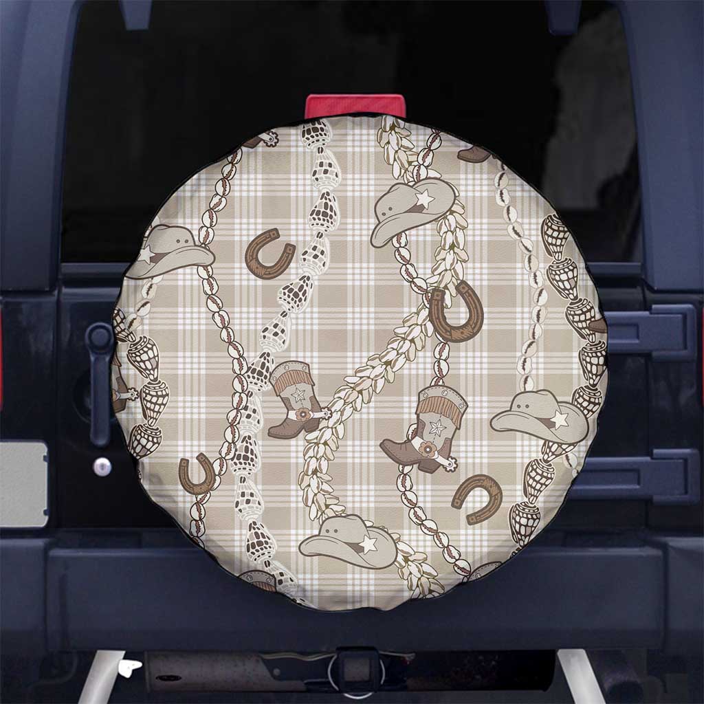 Hawaii Palaka Cowboy Spare Tire Cover Shell Maile Lei With Western Patterns - Polynesian Pride