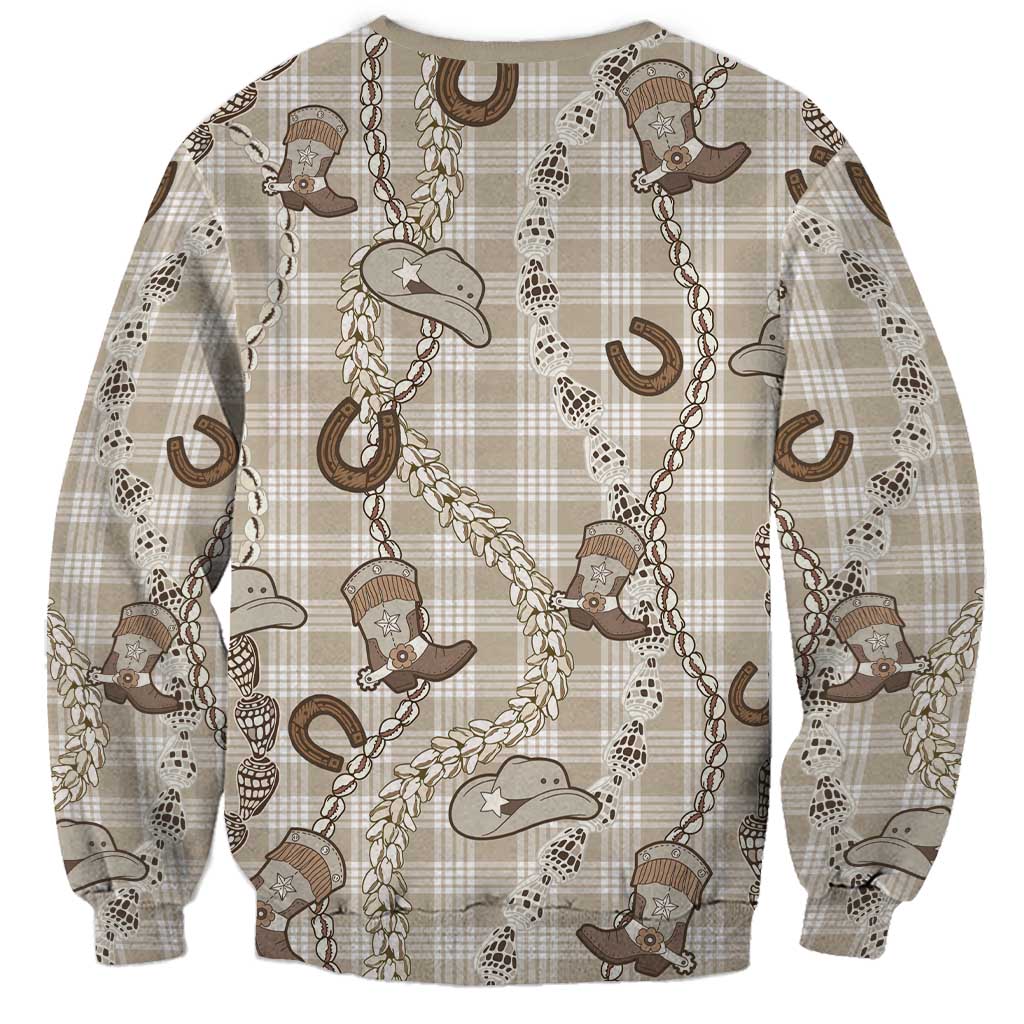 Hawaii Palaka Cowboy Sweatshirt Shell Maile Lei With Western Patterns - Polynesian Pride