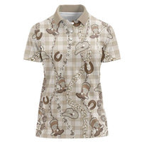 Hawaii Palaka Cowboy Women Polo Shirt Shell Maile Lei With Western Patterns - Polynesian Pride
